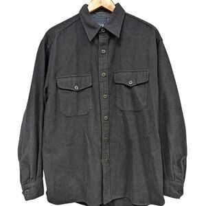 Gap Wool Blend‎ Button Up Black Jacket Front Pocket Collared Men's